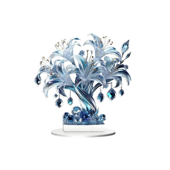 Decorative Ornament,Colorful Lily Rose Series Acrylic Material,2D Flat Design,Aesthetic Desk Decor for Home Study Office Workspace Decoration