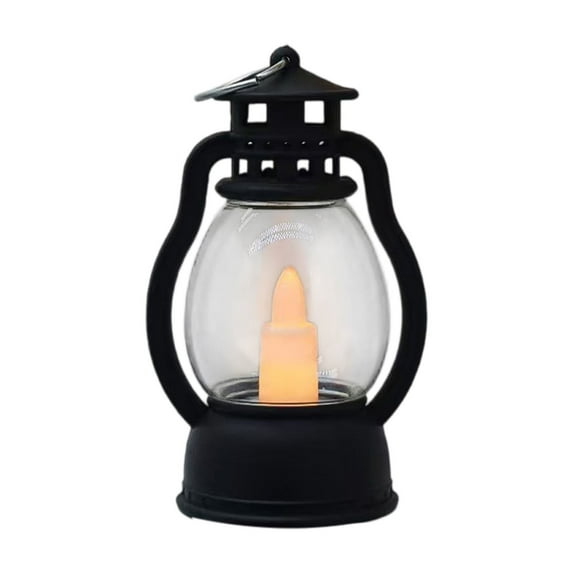 Decorative Outdoor LED Lantern, Battery Operated Flickering Candle Light, Waterproof Hanging Lantern for Patio, Garden, Tabletop, Home Decor, Black, Vintage Style, 10 Inch Height, Indoor/Outdoor Use