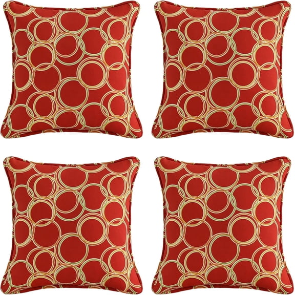 Decorative Outdoor Pillows Set of 4 18" x 18" Circle Red