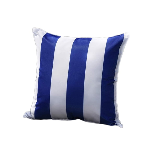 Decorative Outdoor Waterproof Throw Pillow Covers, All Weather Cushion Case Pillow Covers for Patio Furniture Porch,Balcony Couch Bench 18x18 Inch Blue and White Striped