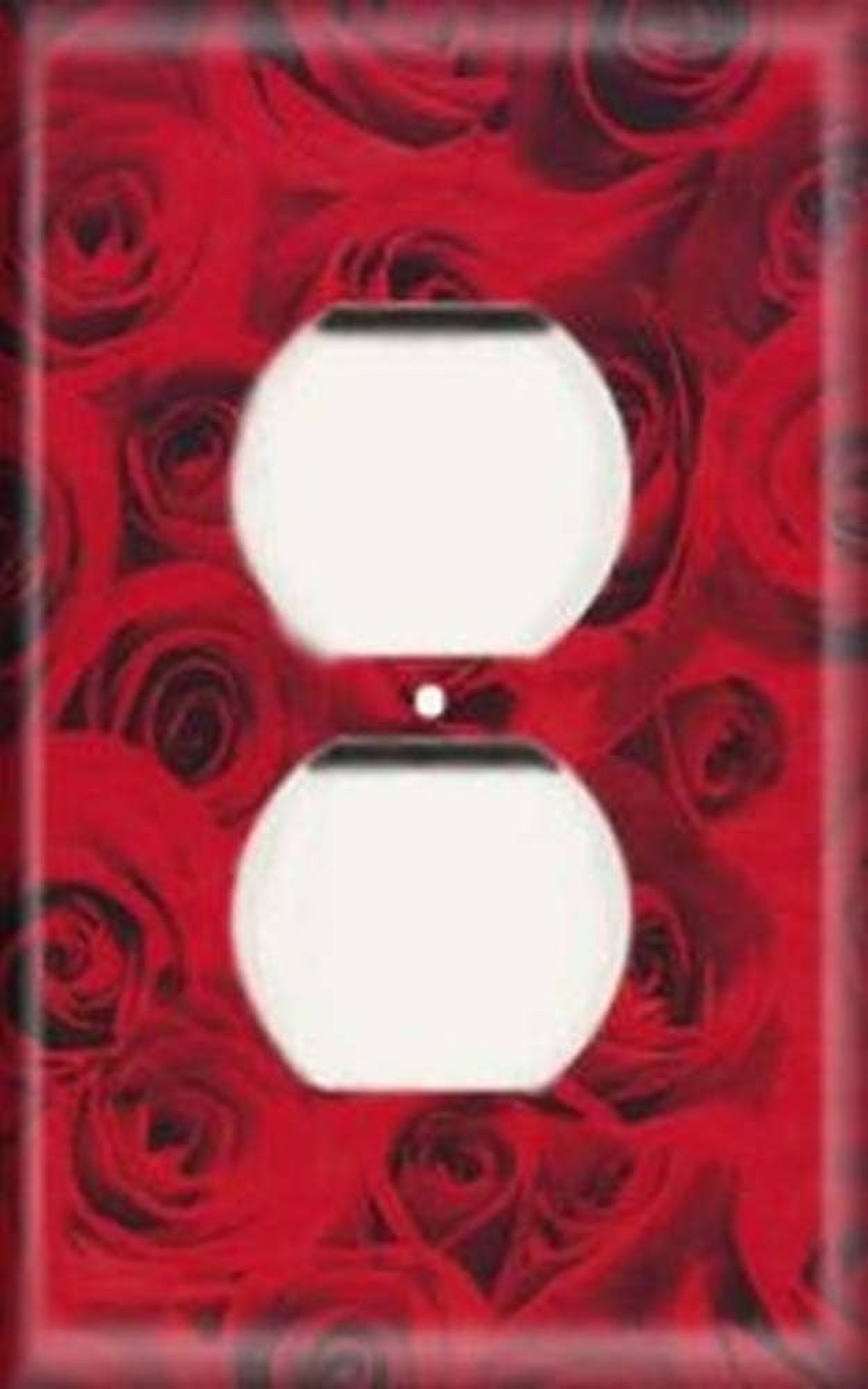 Single Duplex Outlet Cover OVERSIZE Red Roses