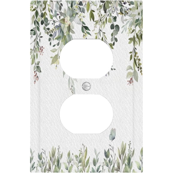 Decorative Outlet Covers Green Eucalyptus Leaf Sage Leaves 1 Gang Duplex Light Switch Cover Plate Unique Wall Plates for Electrical Outlets Switch Plate Covers for Bedroom Home Decor