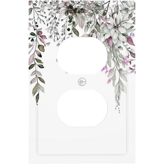Decorative Outlet Covers Rustic Red Green Sage Eucalyptus Leaf Leaves 1 Gang Duplex Light Switch Cover Plate Wall Plates for Electrical Outlets Electrical Switchplate Face Plate