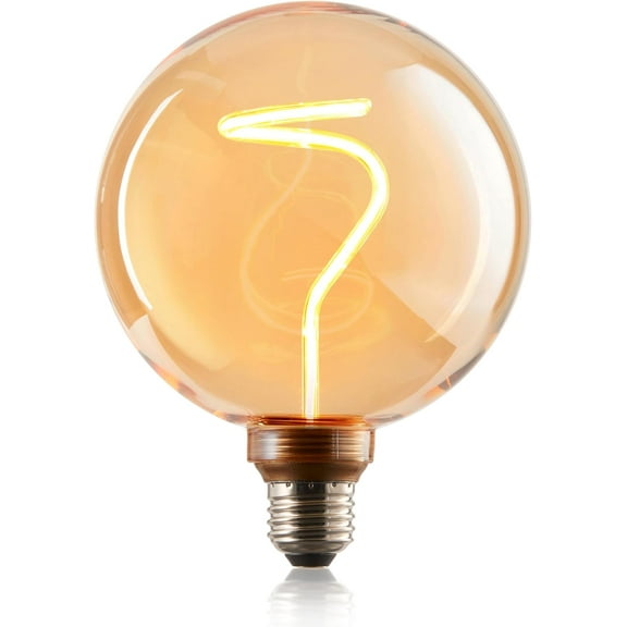 Decorative Oversized LED Filament Edison Light Bulb – 240 Lumen, 4.9W, Dimmable, 2000K Warm White, Medium E26 Base with Stunning Inner Pillar Corkscrew Design for Vintage Home Décor (Globe)