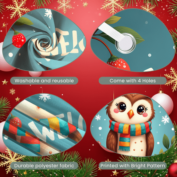 Decorative Owl Banner Winter Theme Snow Design Christmas Owl New Year Decoration for Indoor Winter Festival Holiday Party