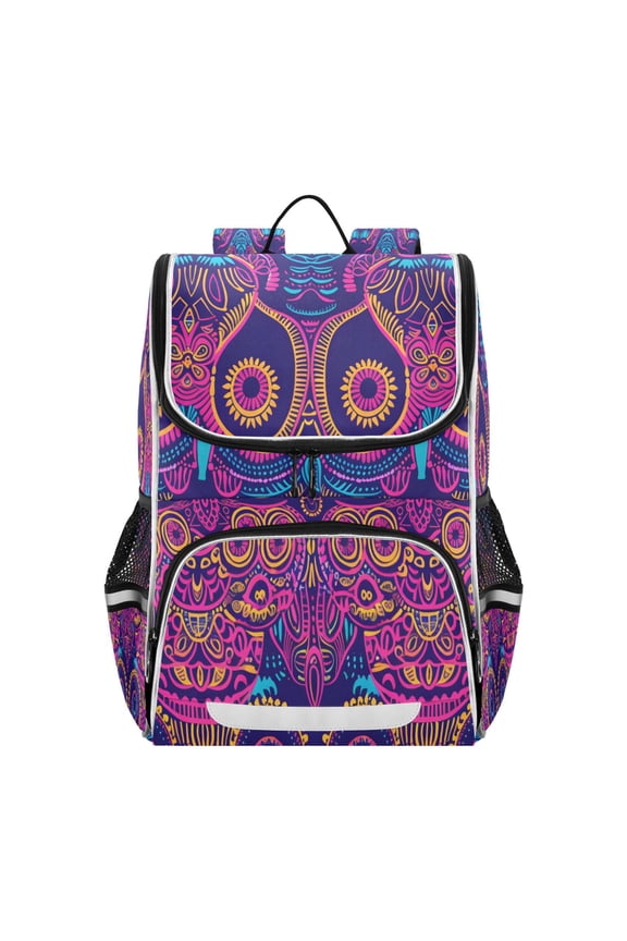 Decorative Owl Design Neon Colors Backpack Purse Daypack Book Bag Fashion Accessories Unisex 15L for Commute Travel School