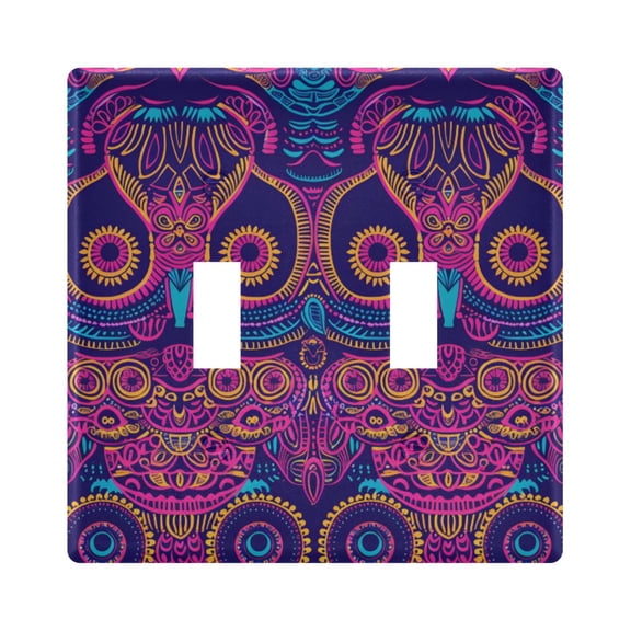 Decorative Owl Design Neon Colors Light Switch Cover Electrical Outlet Cover Replaceable Wall Plates 2-Gang