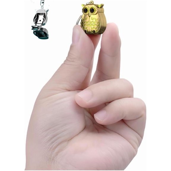Decorative Owl Nail Clipper with Keychain, Mini Foldable,Compact Portable Design, Built-in Nail File, Metal Keyring Accessory (Gold- Yellow)