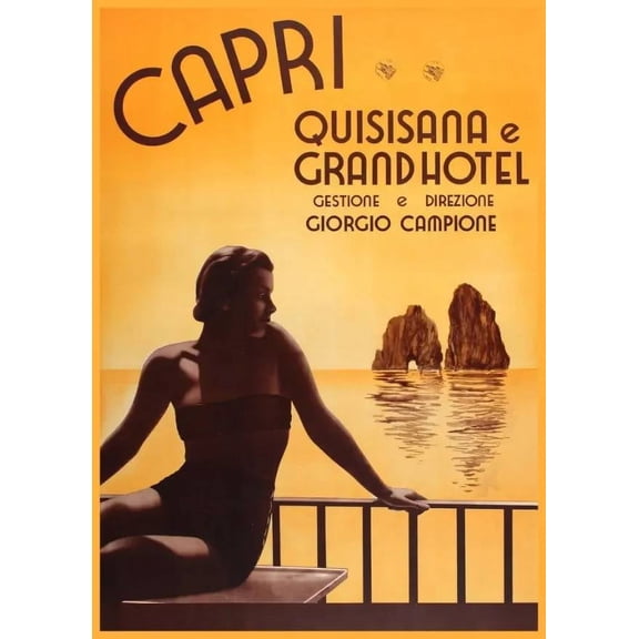 Decorative POSTER.Home room Interior art design.Capri Quisisana resort. 11 x 17 Inch Poster