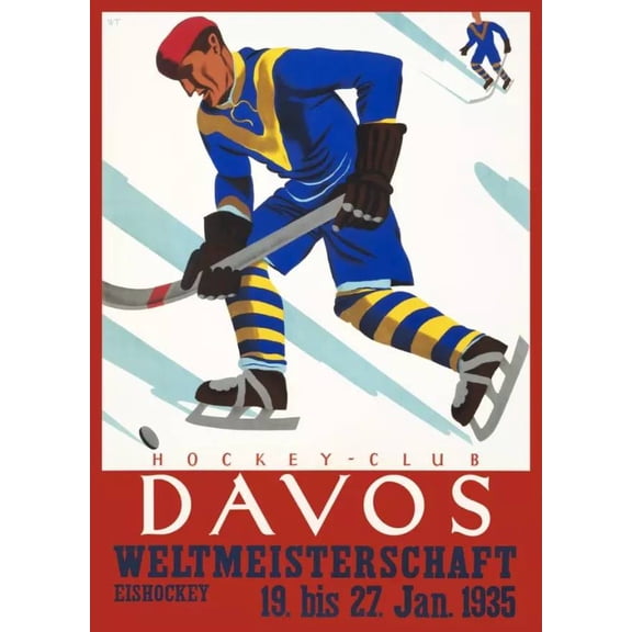 Decorative POSTER.Home room Interior art design.Davos Hockey.Ski resort. 11 x 17 Inch Poster