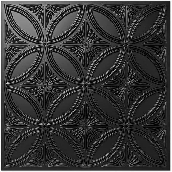 Decorative PVC Black Drop Ceiling Tile , Glue up 3D Wall Panel