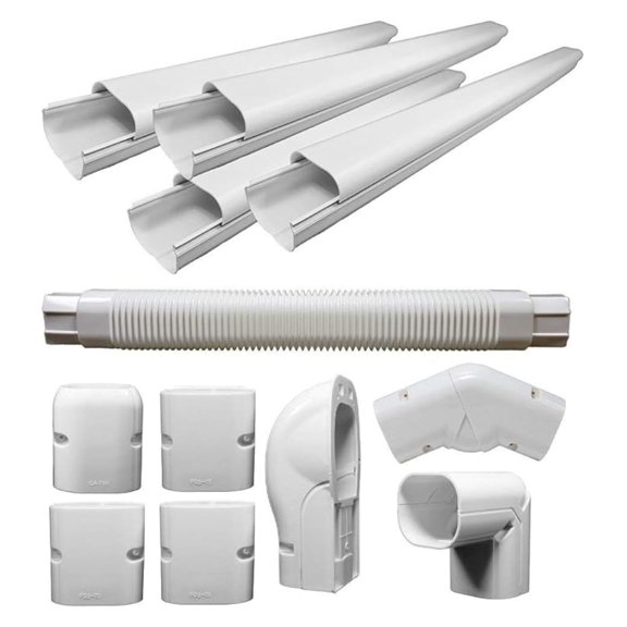 Decorative PVC Slim Line Cover Kit for Mini Split Air Conditioners and Heat Pumps