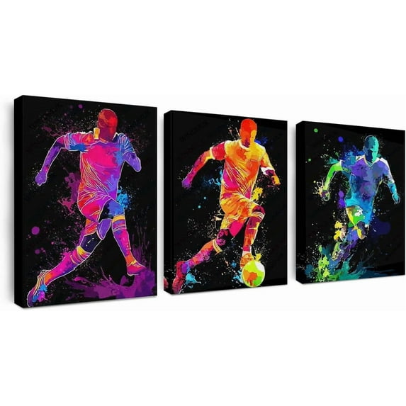 Decorative Painting Canvas Art,Vibrant Wildflower Field Triptych Canvas Art Set for Home Decor Living Room Bedroom and Ideal Gift for Weddings and Holidays(Only canvas)