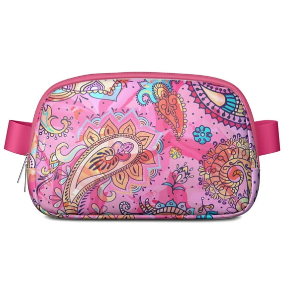 Decorative Paisley Belt Bag&nbsp;- Colorful Floral Pattern Adjustable Fanny Pack for Sports