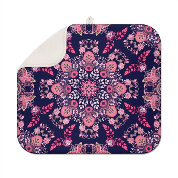 Decorative Paisley Coffee Mat with Retro Floral and Tribal Design – Durable Microfiber Spill Mat, Lightweight Dish Drying Pad for Home and Cafe Use