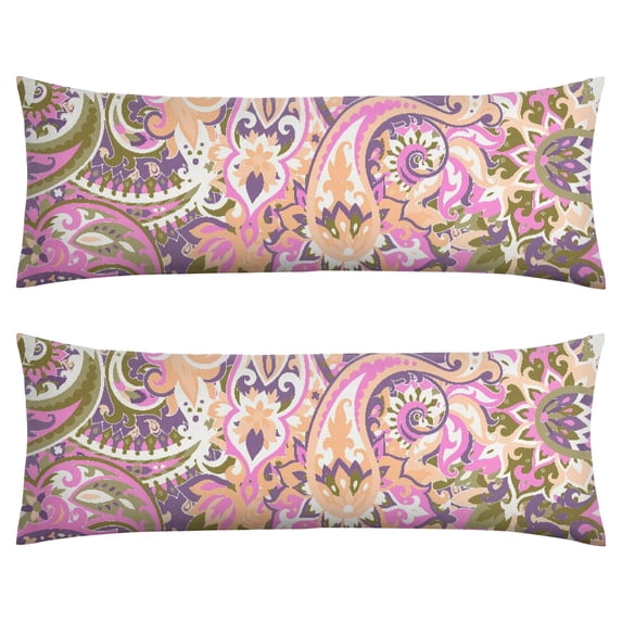 Decorative Paisley Print Body Pillow Cover - Aesthetic Geometric Design 20x54, Invisible Zipper Closure, Stretchy & Skin-Friendly Fabric