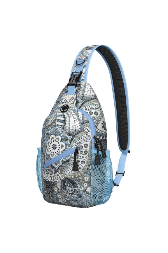 Decorative Paisley Print Crossbody Bag - Mandala Inspired Shoulder Backpack - Travel-Ready for Hikers, Bikers, Commuters