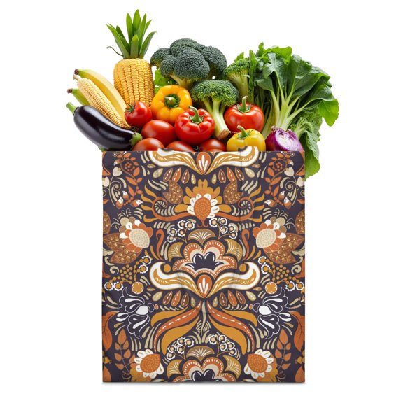 Decorative Paisley Print Reusable Fabric Tote - Foldable Shopping Bag with Vintage Floral Art, Durable & Washable