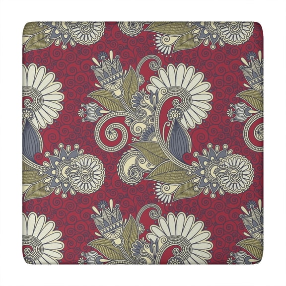 Decorative Paisley Print Square Tablecloth - Snug Fit Windproof Reusable Table Cover for Picnic 34x34 Inches