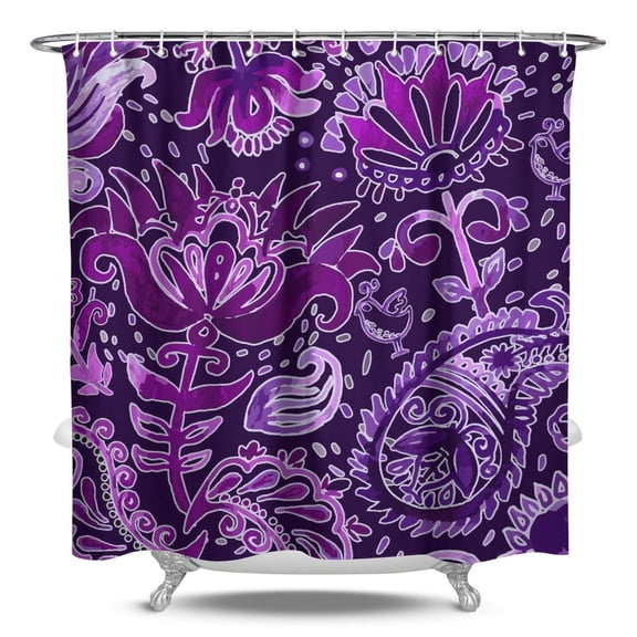 Decorative Paisley Shower Curtain 84x72 Inch - Elegant Bohemian Vintage Design, Waterproof Fade-Resistant Polyester Bath Drape with Rustproof Grommets & Hooks