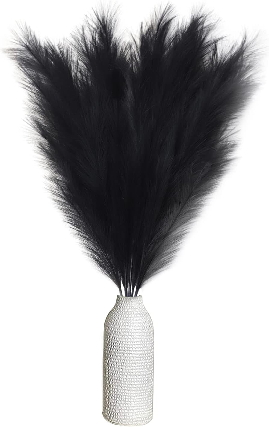 Decorative Pampas Grass, 5 Stems, 39 Inch/100cm, Artificial Pampas Grass Feathers, Dried Flowers, for Bohemian Style, Living Room, Bedroom and Vase Decoration (Black)