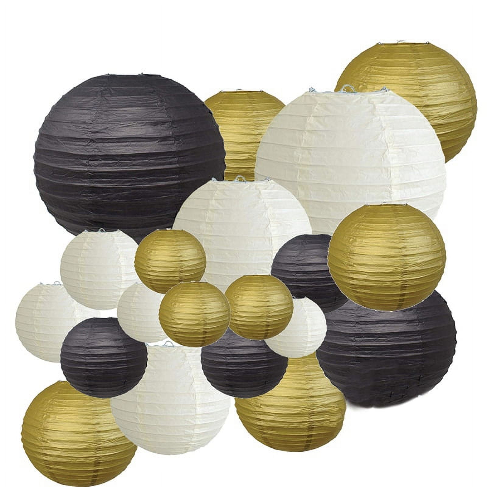 Decorative Paper Lanterns 20 Pcs Gold White Black Round Japanese/Chinese Lantern Lanterne Papier for Wedding Outdoor Decor