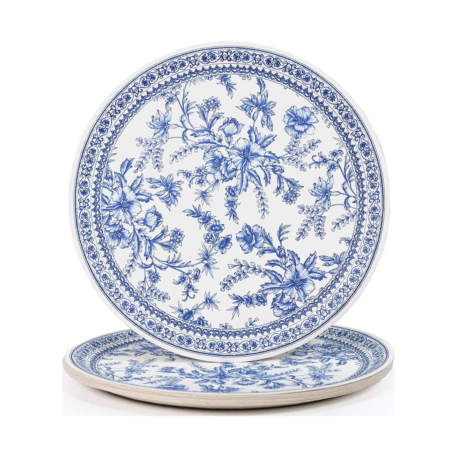 Decorative Paper Plates GP27 (Set of 10 Large Plates) Blue Floral and