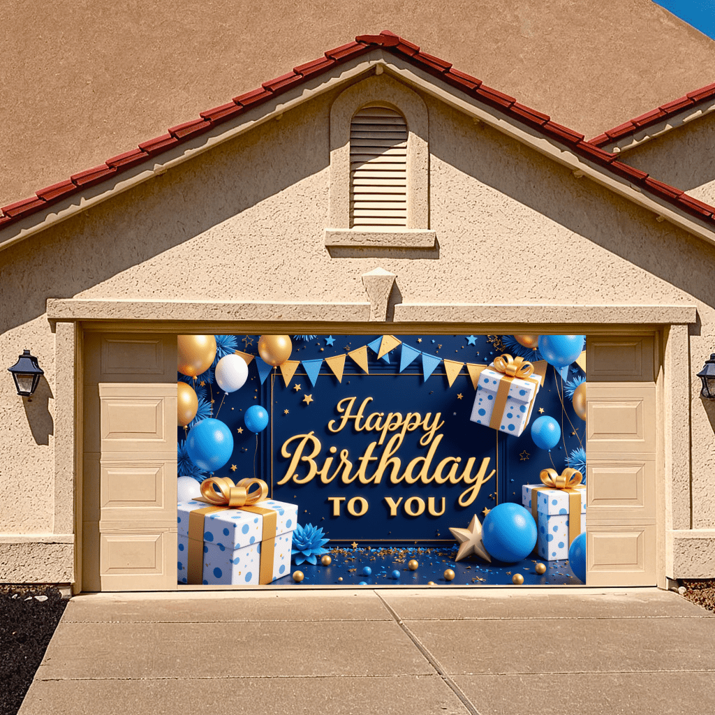 Decorative Party Background Banner Gift Boxes Balloon Design for ...