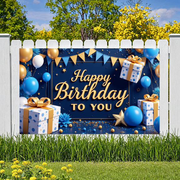 Decorative Party Background Banner Gift Boxes Balloon Design for Birthday Party Celebration Event