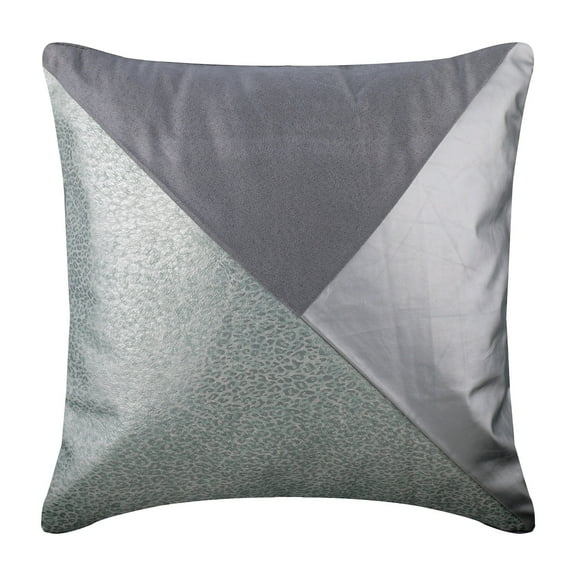 Decorative Patchwork Pillow Cover, 16x16 inch (40x40 cm) Faux Leather Textured Pillowcase, Square Silver Throw Pillows Cover, Couch Pillow Cover, Modern, Animal Print - Silver Safari