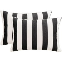Decorative Patio Throw Pillows Pack of 2 Water Resistant Pillow Set of 2(18" x 12") Double Printed Rectangle Pillow for Outdoor Sofa&Chair,Black Stripes