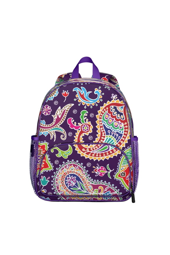 Decorative Pattern Backpack - Waterproof Ergonomic School Bag with Breathable Mesh Side Pockets