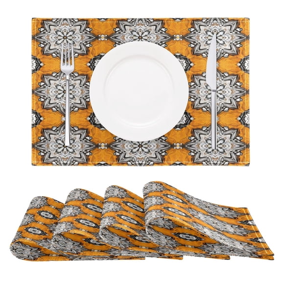 Decorative Pattern Design Reversible Placemat Non Slip Coffee Mat 18x12 Inch for Dining, Kitchen, Coffee