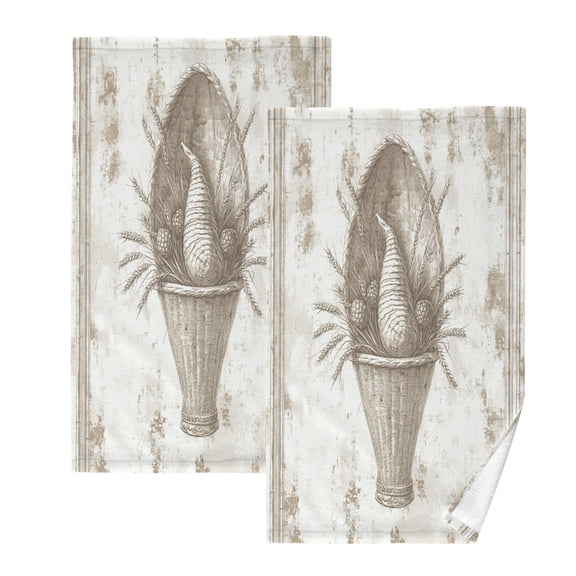 Decorative Pattern Design Set of 2 Pure Cotton Towels, 16'' x 28'', Highly Absorbent and Soft