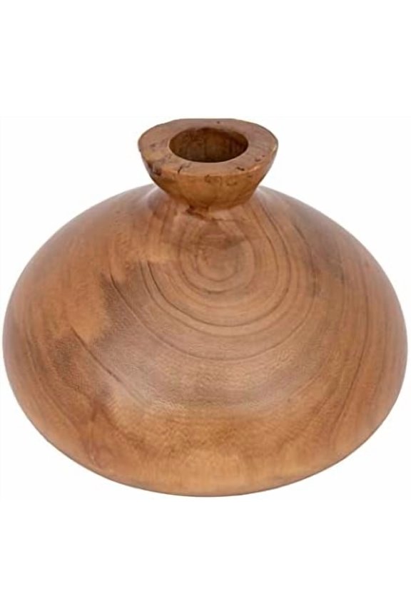 Decorative Paulownia Wood Vase, Walnut Finish
