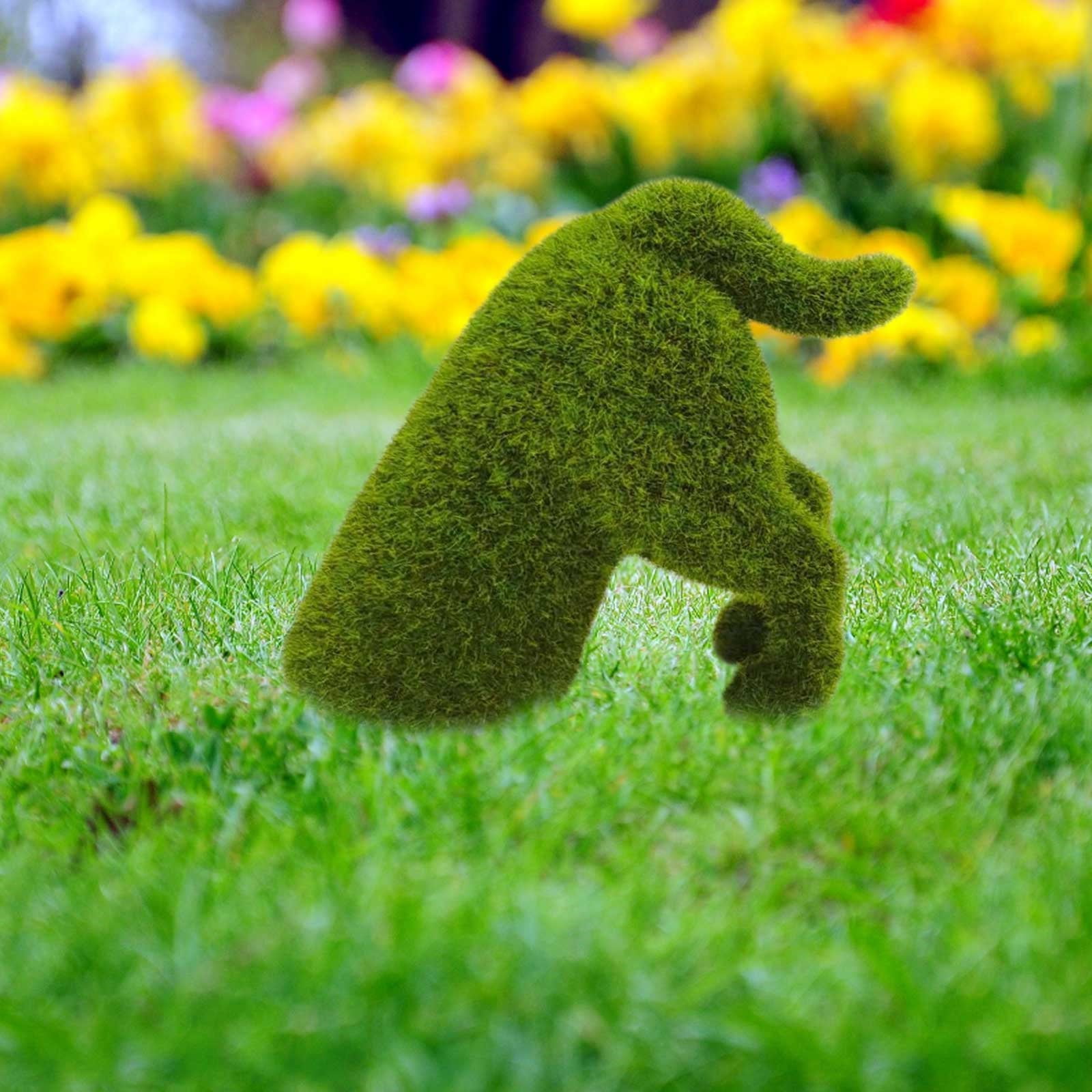 Decorative Peeing Dog Topiary Green Flocking Puppy Ornament Sculpture for Backyard Patio Kitchen