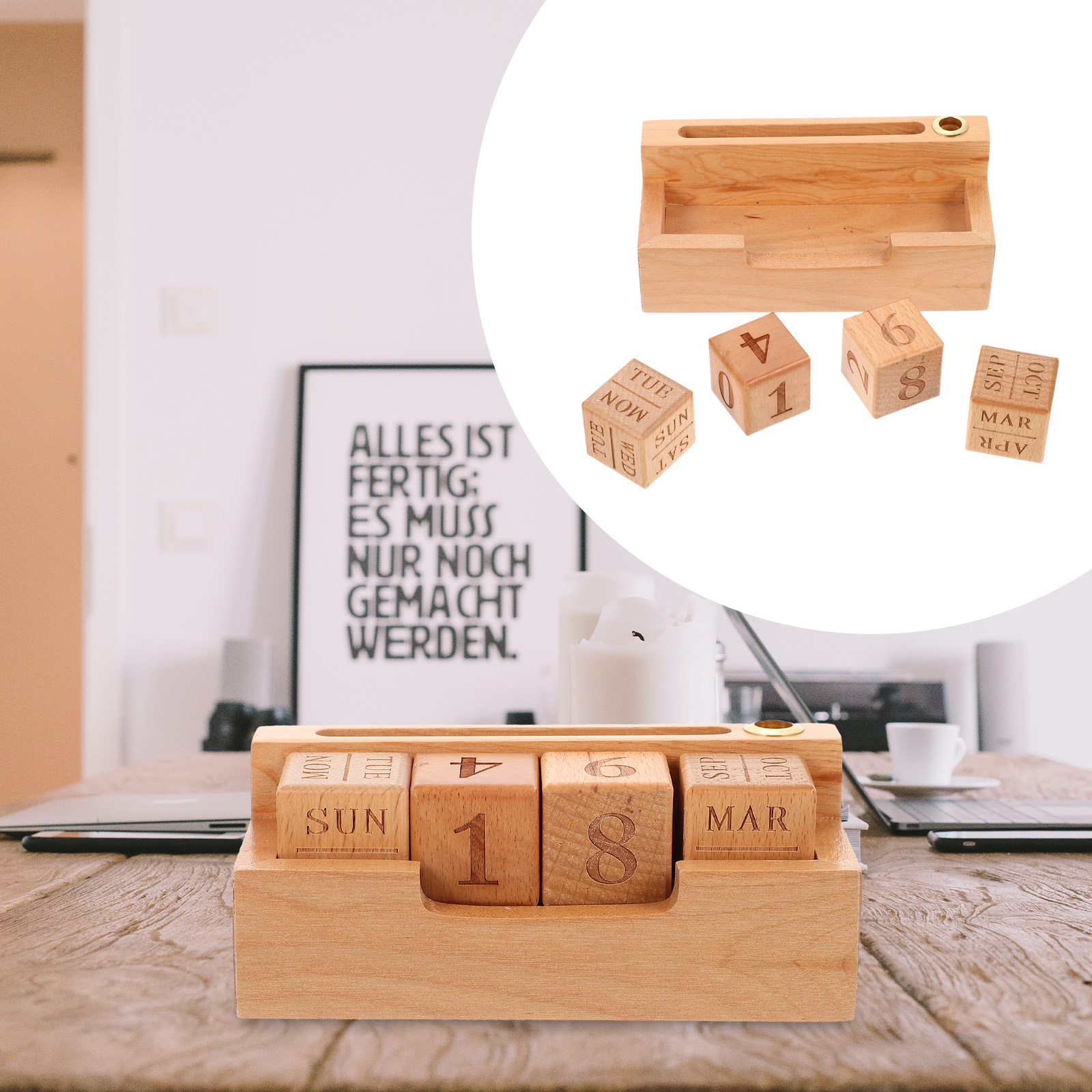 Decorative Perpetual Calendar English Block Calendar Household Table