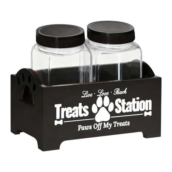 Decorative Pet Food Storage Container Durable Organizer Jar with Two Removable Canisters for Cat and Dog Owners