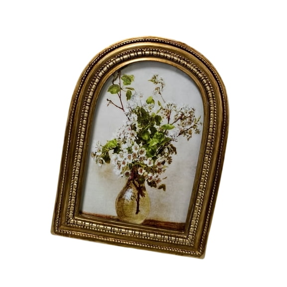 Decorative Photo Frame Vintage Resin Arch, Embossed Border Display Piece for Prints, Timeless Decor Accent Indoors