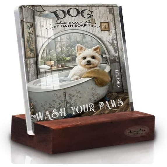 Decorative Pig Prints Acrylic Plaque With Wooden Stand Sign, Bathtub Decor, Pig Accessories Clear Acrylic Table Sign for Bar Home Bathroom, Pig Gifts For Pig Lover Desk Sign