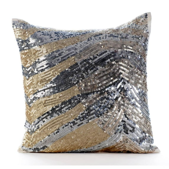 Decorative Pillow Case Covers With Zipper, Gold Euro Size Pillow Shams 26x26 inch (65x65 cm), Silk European Shams, Abstract, Bling, Modern European Pillow Shams - Glitter Glare