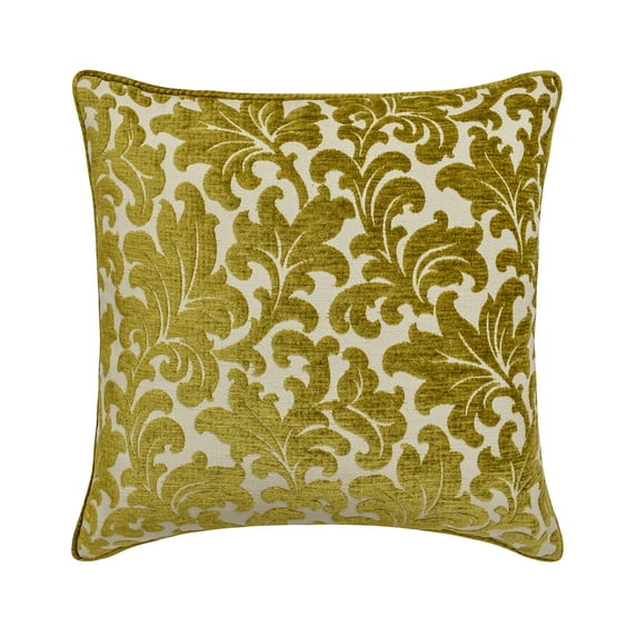 Decorative Pillow Case Covers With Zipper, Green 24"x24" (60x60 cm) Throw Pillows, Velvet Velvet Throw Pillows For Couch, Floral Pattern Modern Style - Chartreuse Flowery