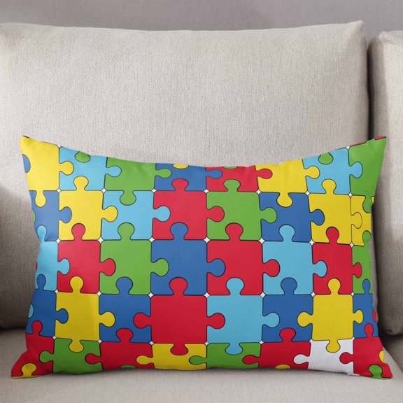 Decorative Pillow Cover 12x20 Inch Classic Modern Lumbar Pillow Cover Puzzles Pieces Texture Soft Cushion Covers for Sofa Couch Bed, Living Room Home Decor