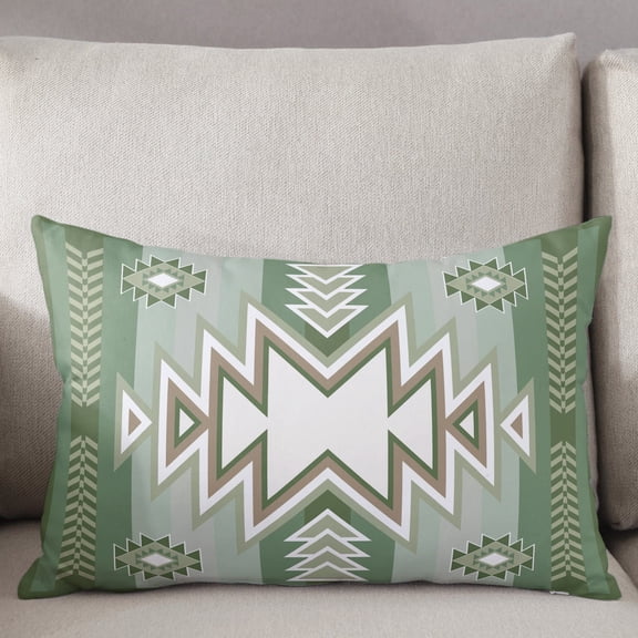 Decorative Pillow Cover 12x20 Inch Sage Green Boho Lumbar Pillow Cover American Native Southwest Abstract Art Soft Cushion Covers for Sofa Couch Bed, Living Room Home Decor