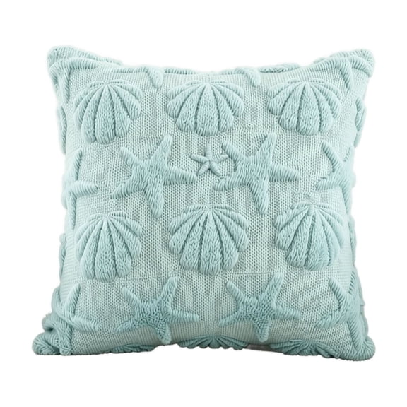 Decorative Pillow Cover 18X18 Plush Texture Coastal Themed 3D Embossed Starfish Pillow Seashell Pillow for Couch Beach Themed Room Decor for Living Room Bedroom