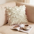 thumbnail image 1 of Decorative Pillow Cover 18x18 Inch 3D Textured Leaf Design for Sofa Bed, Botanical Polyester Throw Pillow Sham in Beige, 1 of 5