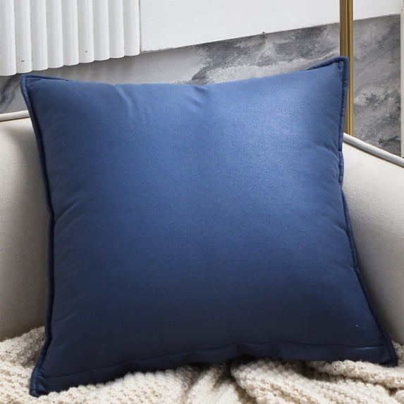 Decorative Pillow Cover 18x18 Inch Dark Blue Throw Pillow Cover for Sofa Bedroom Polyester Zipper Closure Machine Washable Cover Only