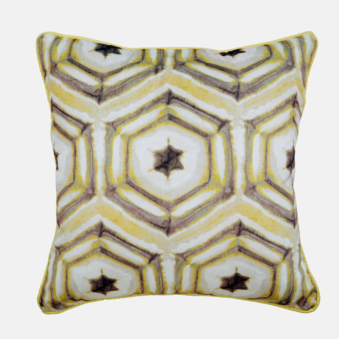 Yellow - Hand Batik Printed Cotton Cushion Cover (18 x 18 in)