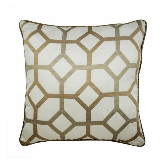 Decorative Pillow Cover Beige Cushion Cover 12 x 12 Pillow Cover Silk Jacquard Trellis Sofa, Bed Pillow, Beige Pillow Cover 12x12 inch (30x30 cm), Contemporary, Abstract - Deco Trellis