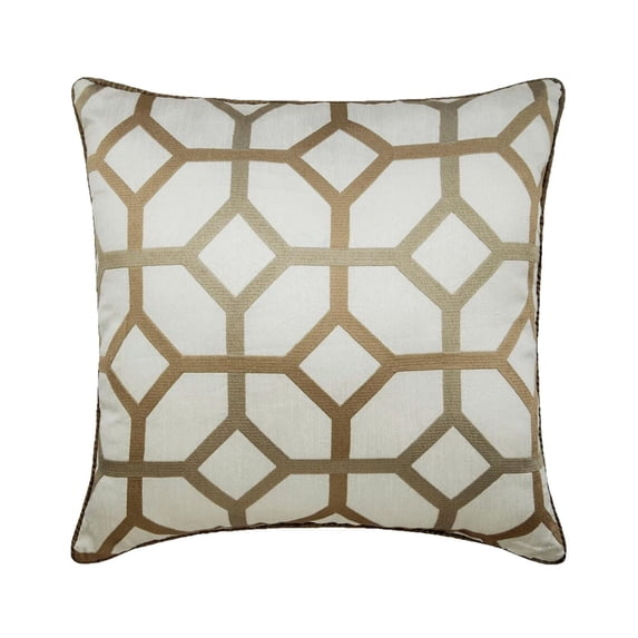 Decorative Pillow Cover Beige Cushion Cover 12 x 12 Pillow Cover Silk Jacquard Trellis Sofa, Bed Pillow, Beige Pillow Cover 12x12 inch (30x30 cm), Contemporary, Abstract - Deco Trellis